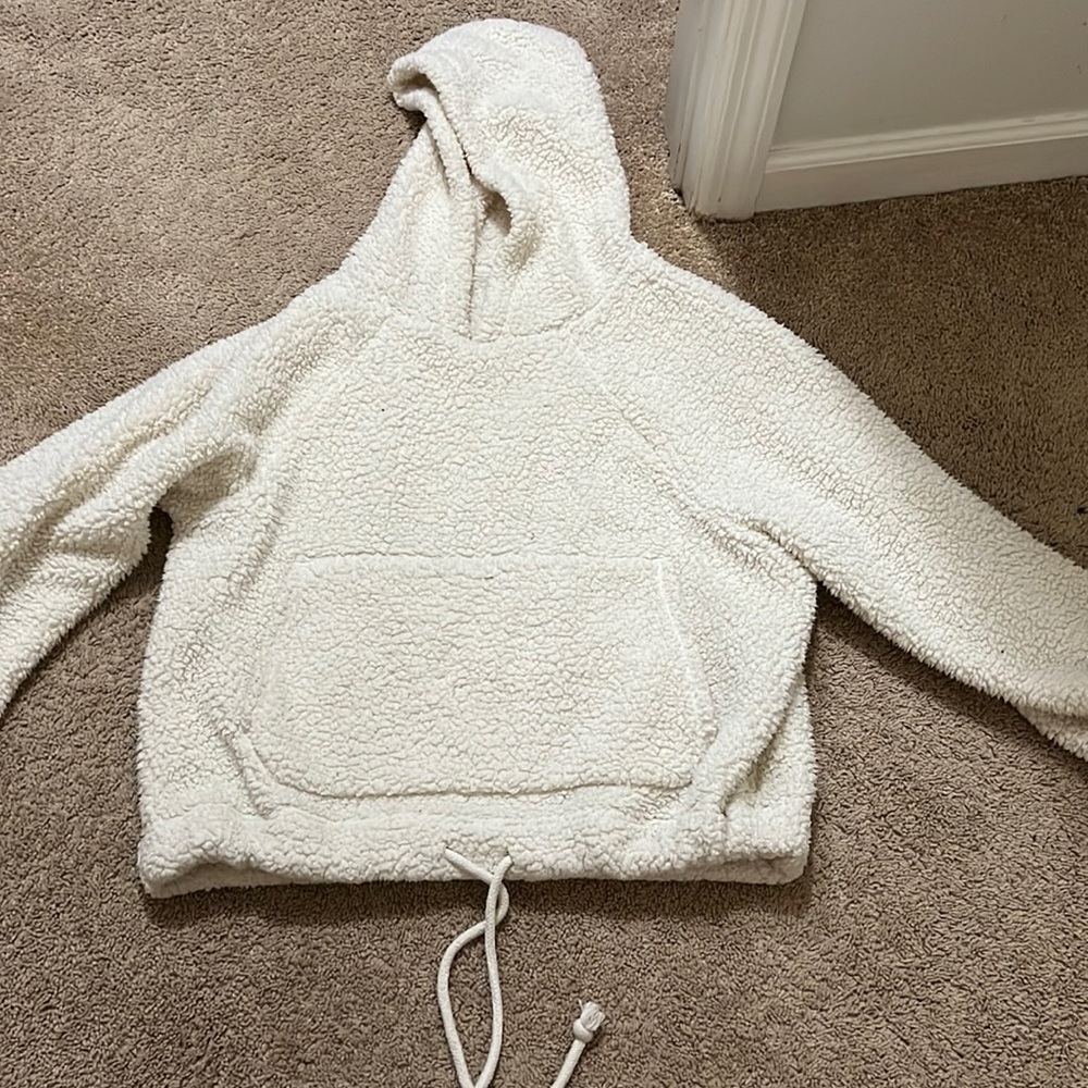 American eagle draw string teddy hoodie/sweater